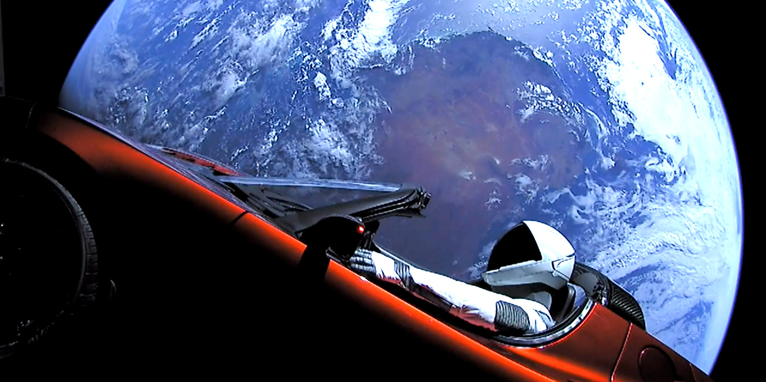 Enlarged view: Starman (CC0 1.0 by SpaceX via Wikimedia Commons)