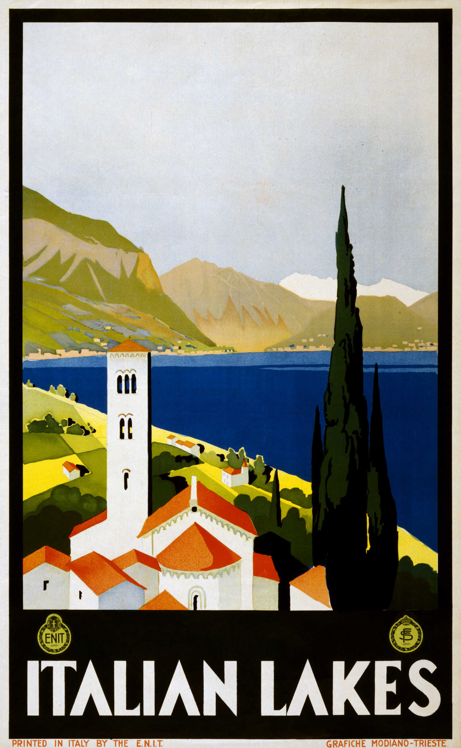 Vergrösserte Ansicht: Italian Lakes, Poster 1930 (CC BY 3.0 / Wikimedia Commons)